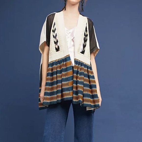 ANTHRO Striped Swing Kimono Cardigan by Amit Aggarwal - Picture 12 of 15